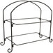 a black metal shelf with a curved top