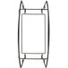 A black metal rectangular two-tier display stand with black handles.