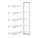 A white rectangular Camshelving® Premium add on unit with 5 shelves.