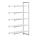 A white rectangular Cambro camshelving unit with four shelves.