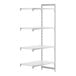 A white rectangular Cambro Camshelving Premium add on unit with 4 shelves.