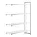 A white rectangular object with four white shelves.