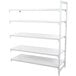 A white Camshelving® Premium add on unit with 5 shelves.