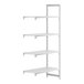A white Cambro Camshelving Premium add on unit with four shelves.
