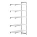 A white rectangular Cambro Camshelving® Premium Add On Unit with four shelves.