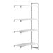 A white Cambro Camshelving® Premium add on unit with four vented shelves.