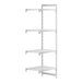 A white Cambro Camshelving® Premium add on unit with four shelves.