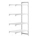 A white Cambro Camshelving® stationary add-on unit with vented and solid shelves.