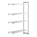 A white plastic Camshelving Premium add on unit with four shelves.