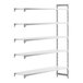 A white rectangular Cambro Premium Camshelving unit with five shelves.