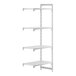 A white Cambro Camshelving® Premium add on unit with four vented shelves.