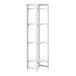 A white Cambro Camshelving® Premium stationary starter unit with four shelves.