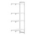 A white Cambro Camshelving® Premium add on unit with four shelves.