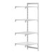 A white Cambro Camshelving Premium stationary add-on unit with shelves.