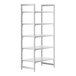 A white Cambro Camshelving® Premium stationary starter unit with four shelves.