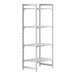 A white plastic Cambro Camshelving Premium unit with 4 vented shelves.