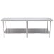 A stainless steel Advance Tabco work table with undershelf.