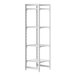 A white Cambro Camshelving® Premium stationary unit with 3 vented shelves and 1 solid shelf.