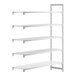 A white rectangular Cambro Camshelving® Premium Add-On unit with 4 shelves.
