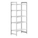 A white plastic Cambro Camshelving Premium stationary unit with vented and solid shelves.
