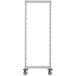 A white rectangular metal cart frame with wheels.