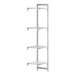A white Cambro Camshelving® add-on unit with 3 vented shelves and 1 solid shelf.
