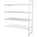 A white Camshelving Premium add-on unit with 3 vented shelves and 1 solid shelf.