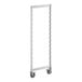 A white rectangular frame with wheels for a Cambro Camshelving® Premium High Density Mobile Post Kit.