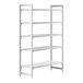 A white Cambro Camshelving® Premium stationary unit with shelves.