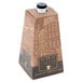 A brown cardboard box with a picture of buildings.