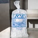 A close-up of a clear plastic ice bag with an Igloo graphic.