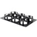 A black plastic Tablecraft tray with six holes.