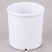 A white melamine round crock with a white rim.