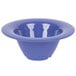 A peacock blue melamine bowl with a wide rim.