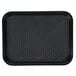A black GET fast food tray with a textured pattern.