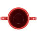 A red GET Tritan plastic mug with two handles.