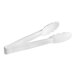 A pair of white plastic Cambro Lugano tongs with scalloped grips.