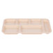 A tan polypropylene tray with six compartments.
