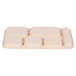 A white rectangular GET polypropylene tray with six compartments.