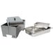 A Sterno Silver Vein chafing dish with stainless steel pans and a lid on a counter.