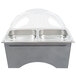 A Sterno silver vein chafing dish with clear dome cover over two half size pans.