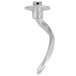 A silver Hobart dough hook with a curved metal end.