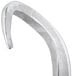 A silver Hobart dough hook with a curved handle.