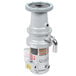 A close-up of a Hobart commercial garbage disposer with long upper housing and a round top.