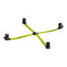 A yellow and black table pad with black handles on the corners.