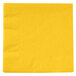 A folded yellow Creative Converting School Bus Yellow beverage napkin.