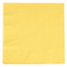 A Creative Converting Mimosa Yellow 2-ply beverage napkin with a white background