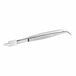 A Mercer Culinary curved fine point plating tong with a white handle.