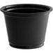 A black plastic Choice souffle cup with a white background.