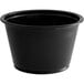 A black plastic Choice souffle cup with a white background.